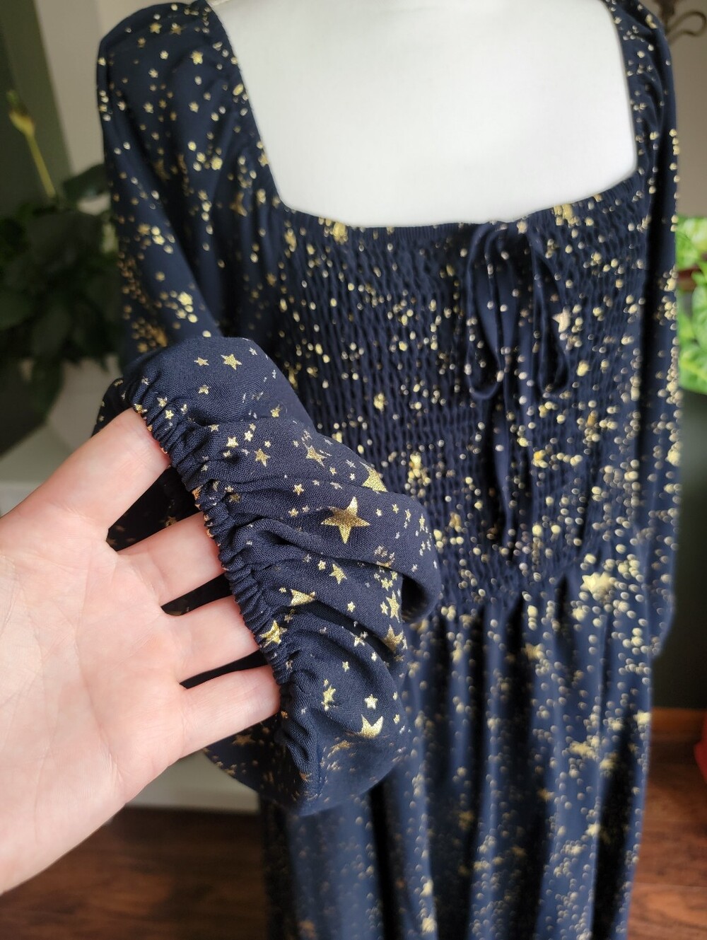 Bloomchic  Star-Print Navy Maxi Dress with Square Neck - Picture 4 of 10